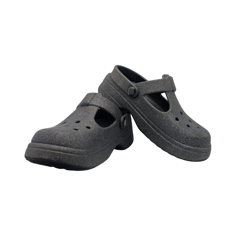 Crocs Black Glitter Mary Jane Clogs Little Kid 13